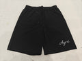 Front view of black 'Mastered Together' shorts